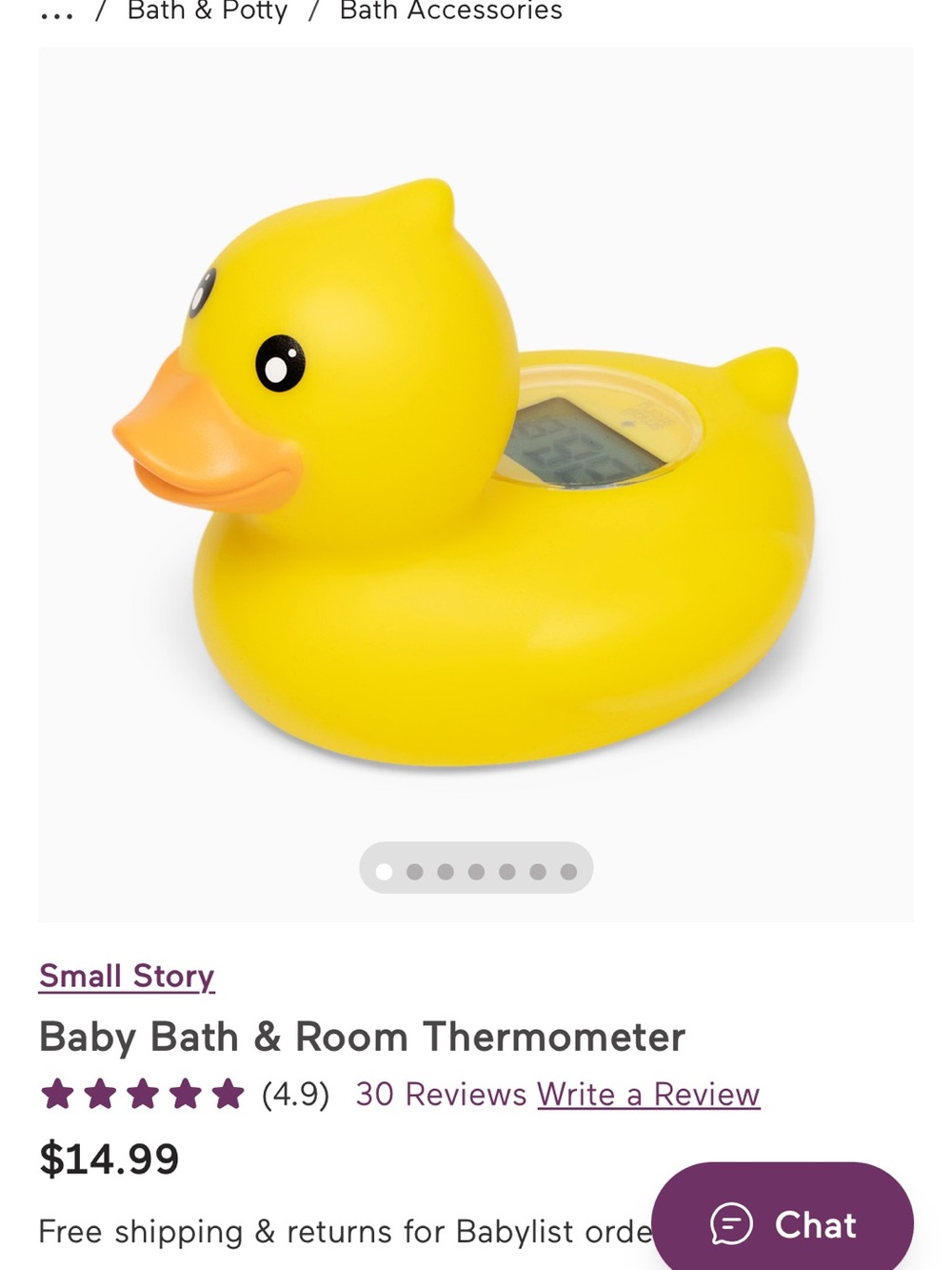 Yellow Duck Baby Bath Thermometer